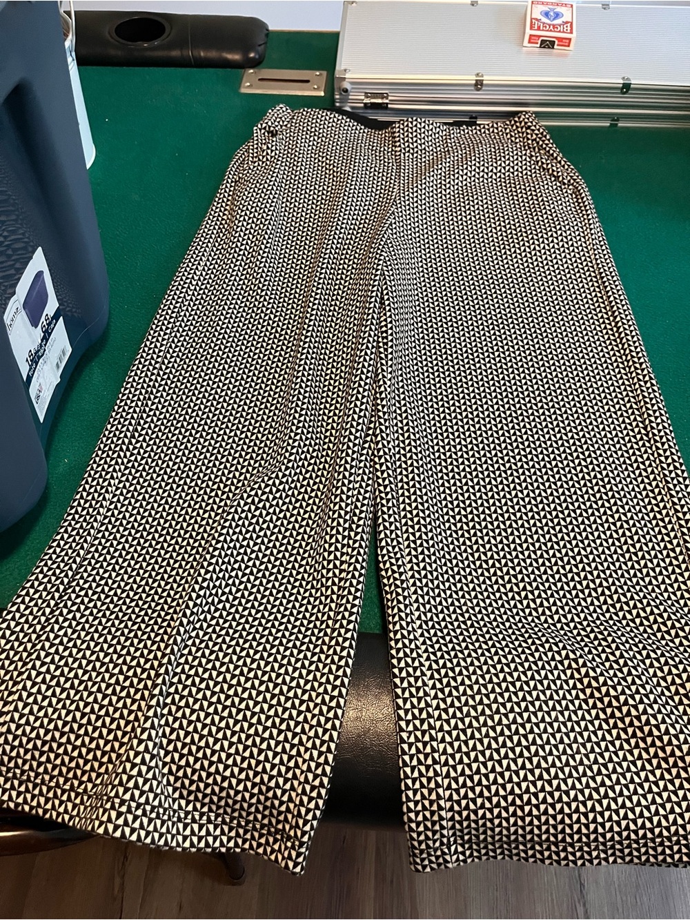 Max Studio Black and White Geometric Wide-Leg Pants